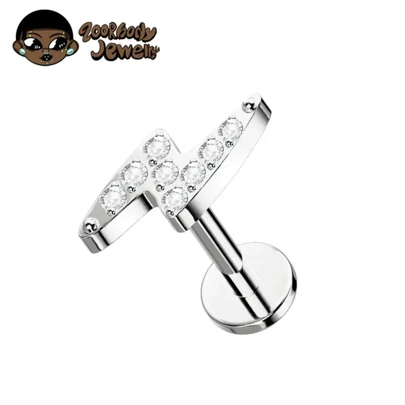 Body Jewelry Internally Threaded - F136 Titanyum Yıldırım Burun Piercing 16G