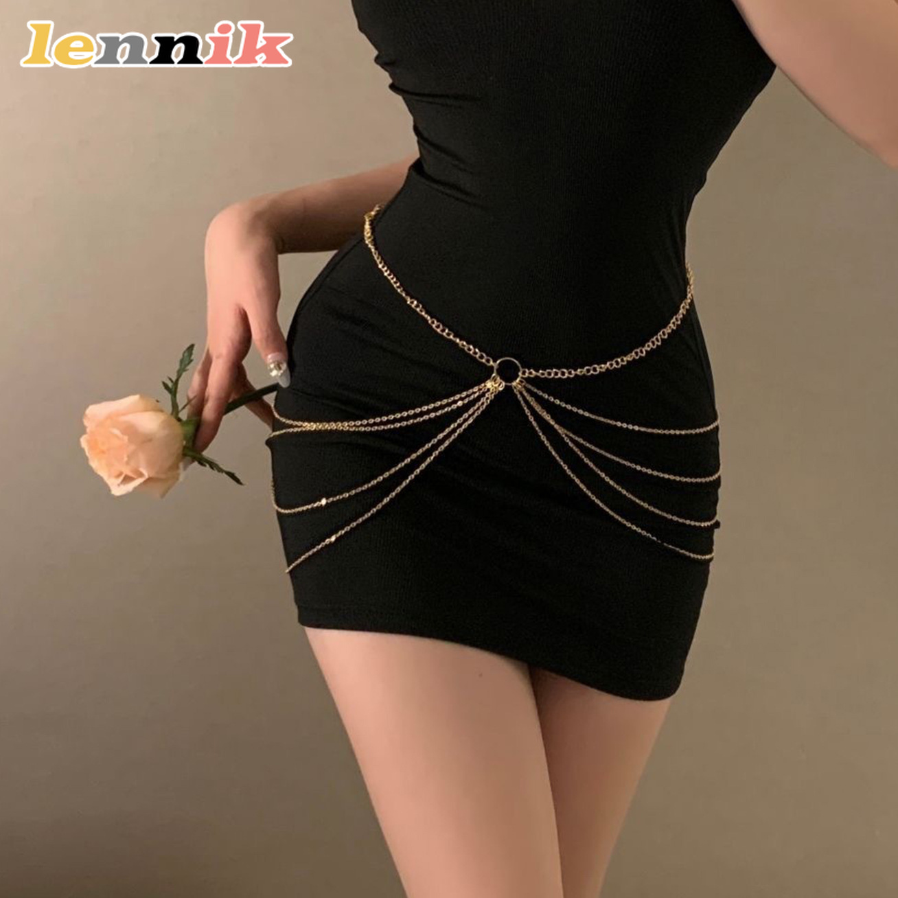 Qualiti Body Jewelry - LENNIK Püskül Metal Çok Katmanlı Bel