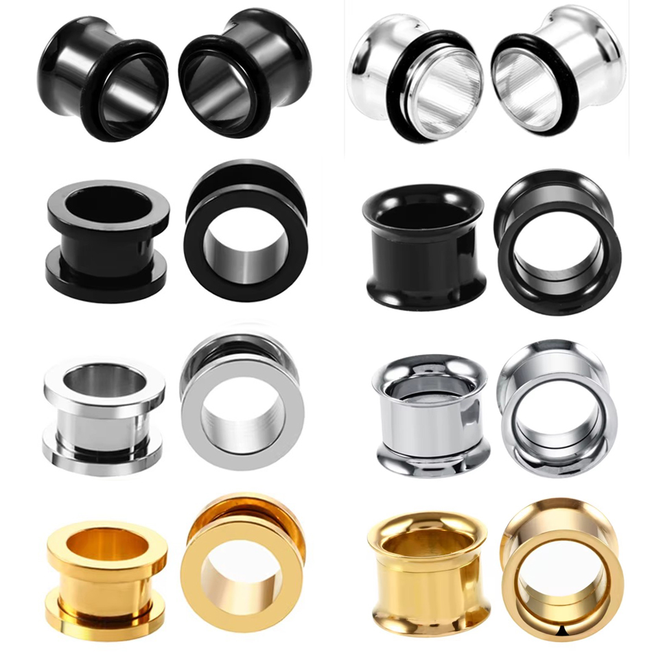 Body Jewelry Gauges - 1 çift Paslanmaz Çelik Kulak Tıkaçları