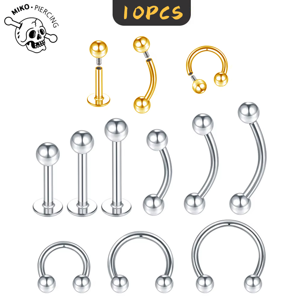 Body Jewelry Internally Threaded - 10 Adet ASTM F136 Titanyum İçten