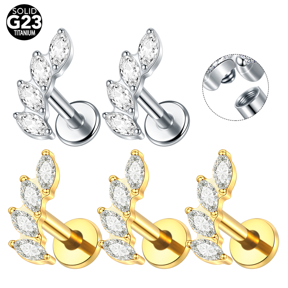 Body Jewelry Internally Threaded - 1/5 adet titanyum içten dişli Labret
