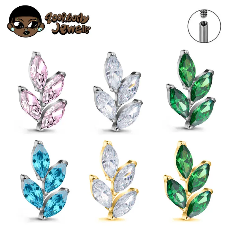 Body Jewelry Internally Threaded - G23 Titanyum Gem CZ Kulak Kabuklu