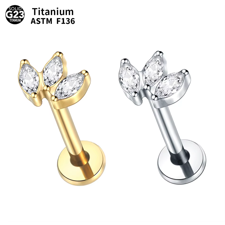 Body Jewelry Internally Threaded - 1 adet Labret Piercing Titanyum Dudak