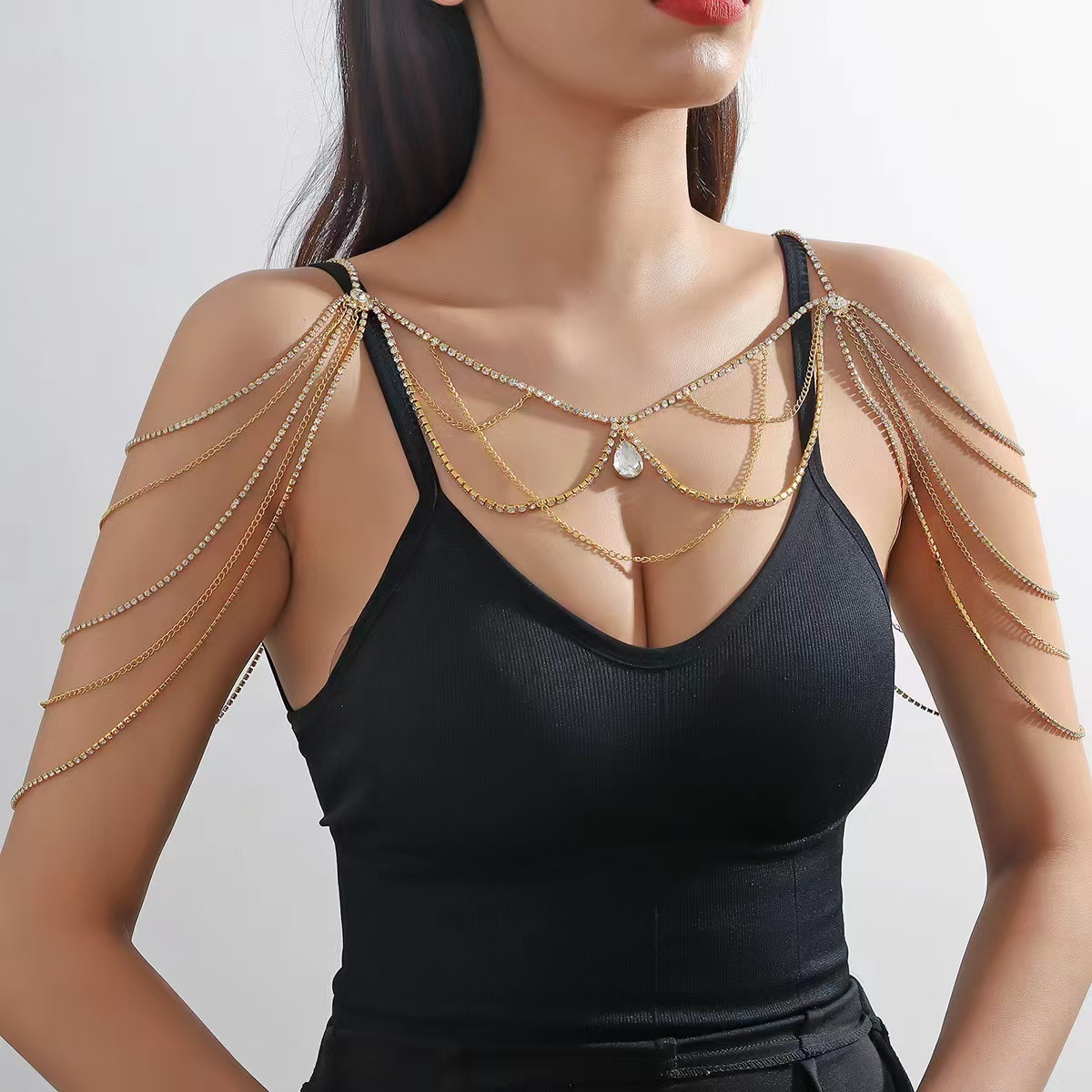 Body Jewelry Top - Çok satan ve patlayıcı geometrik taşlı