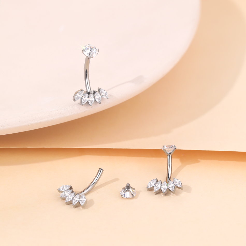 1 adet titanyum zirkon göbek h - Body Jewelry Internally Threaded incelemesi ve fiyatı