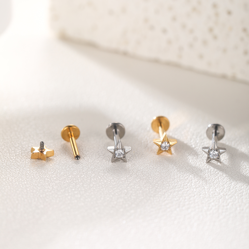 1 adet titanyum zirkon kulak T - Body Jewelry Internally Threaded incelemesi ve fiyatı