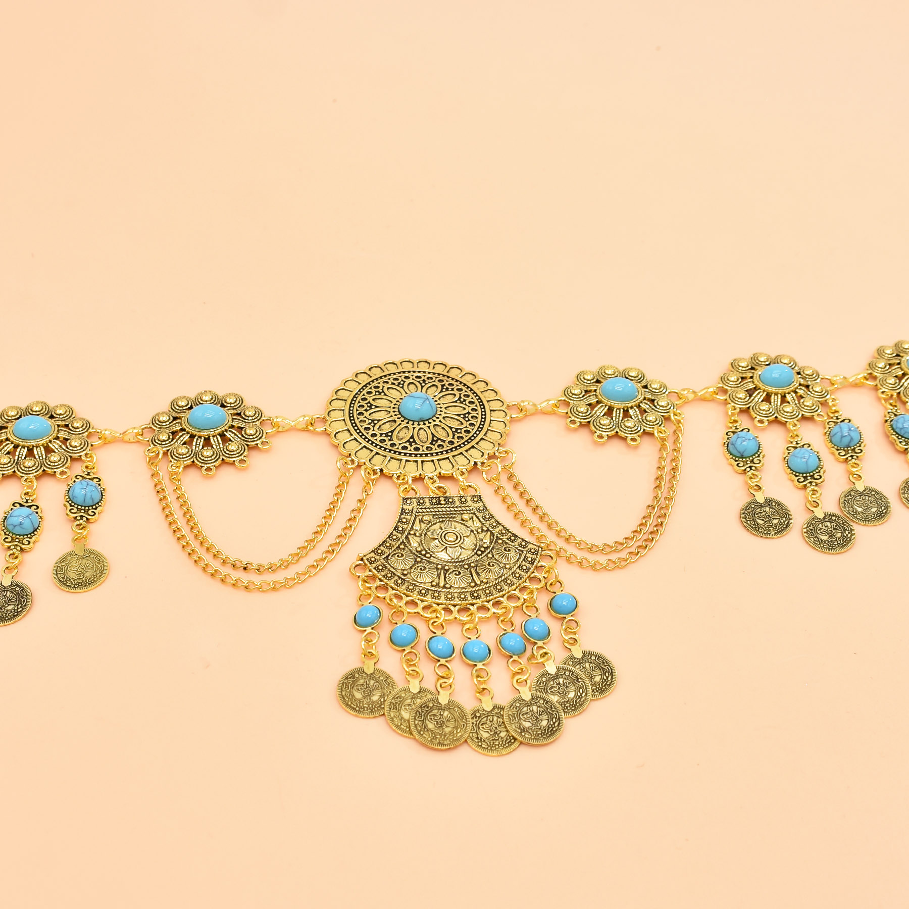 Retro geometrik oyma bel zinci - Body Jewelry Luxury incelemesi ve fiyatı