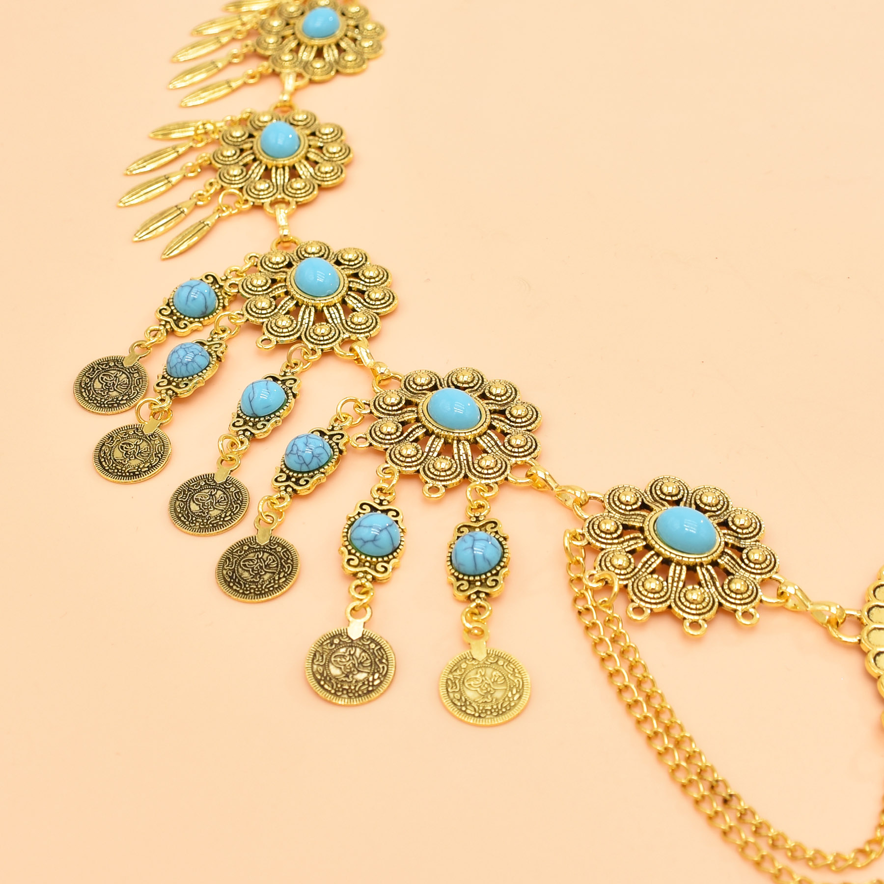 Retro geometrik oyma bel zinci - Body Jewelry Luxury incelemesi ve fiyatı