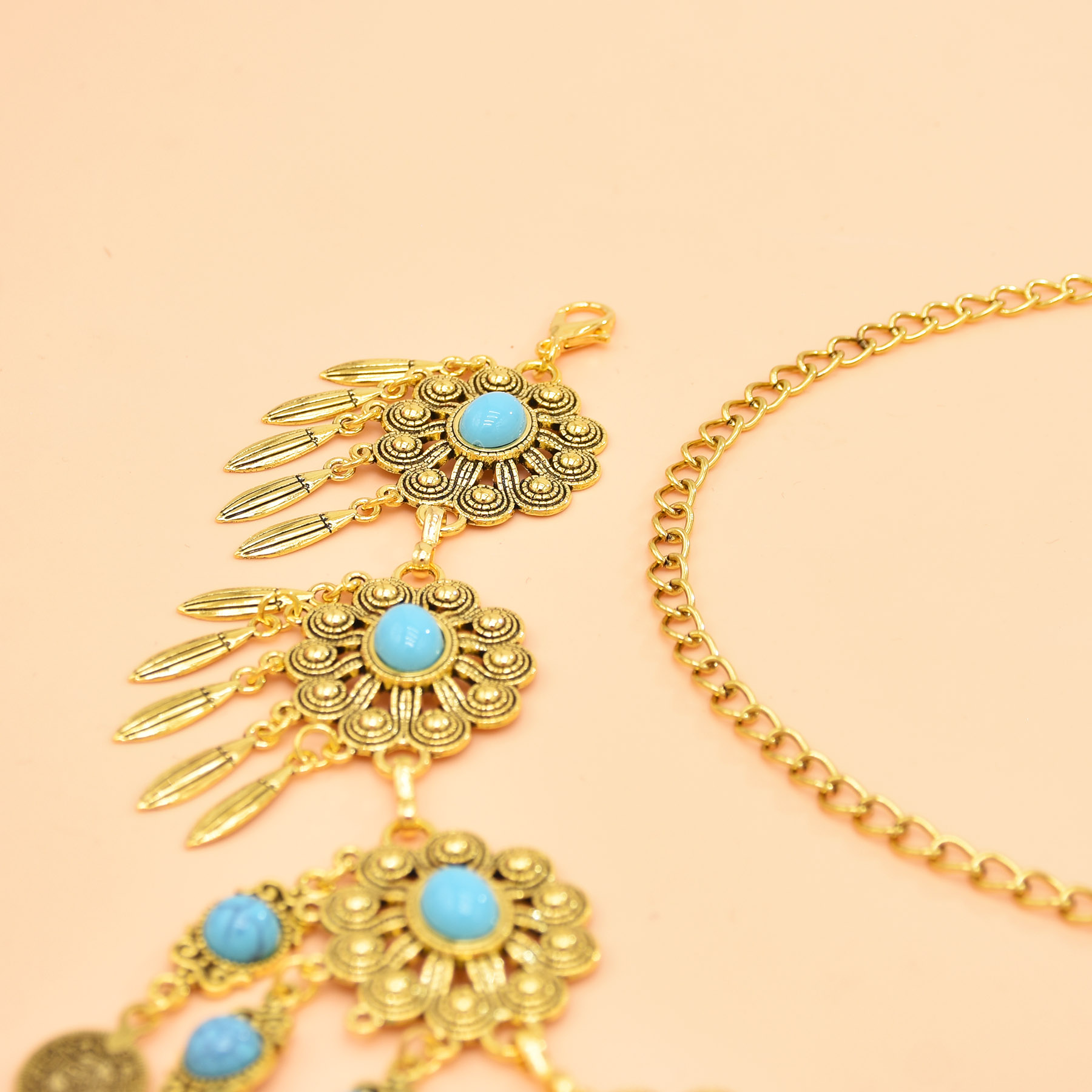 Retro geometrik oyma bel zinci - Body Jewelry Luxury incelemesi ve fiyatı