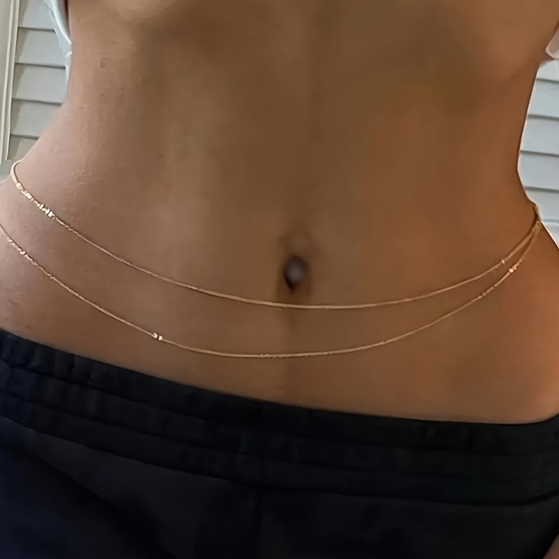 1Çift katmanlı altın metal bel - Body Jewelry Beach incelemesi ve fiyatı